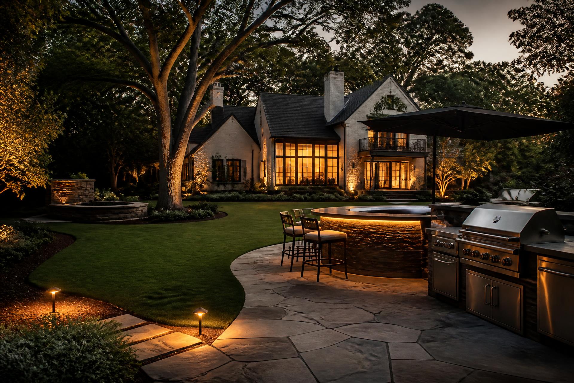 Birmingham backyard at twilight